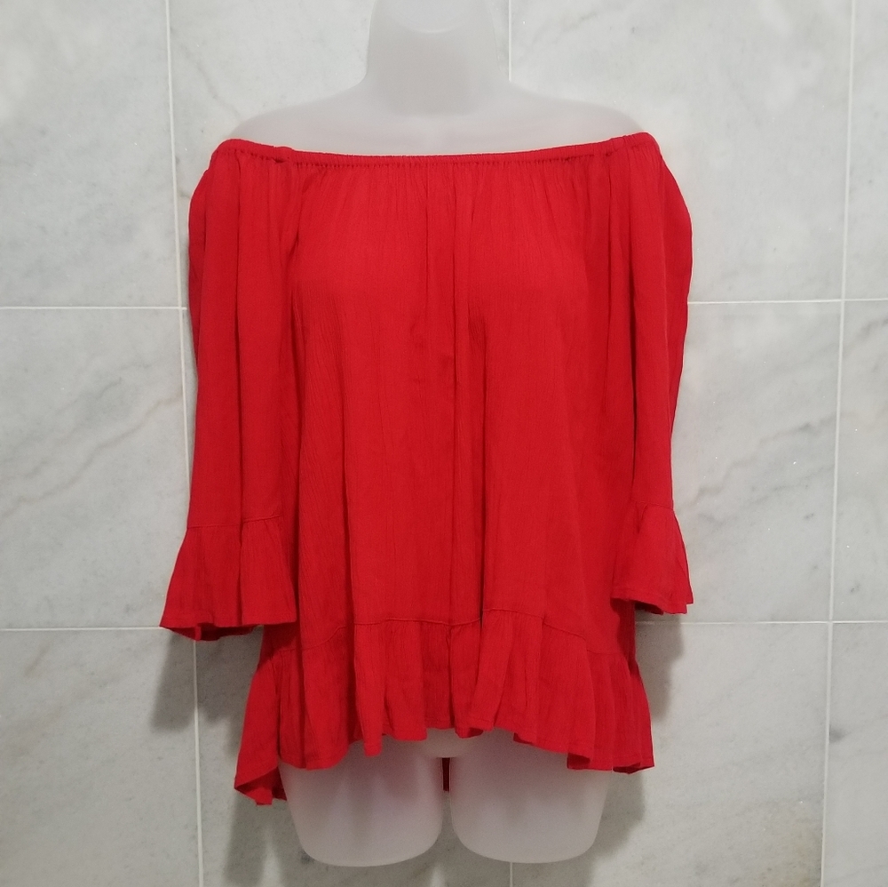 Beachlunchlounge Red Off The Shoulder Boho S